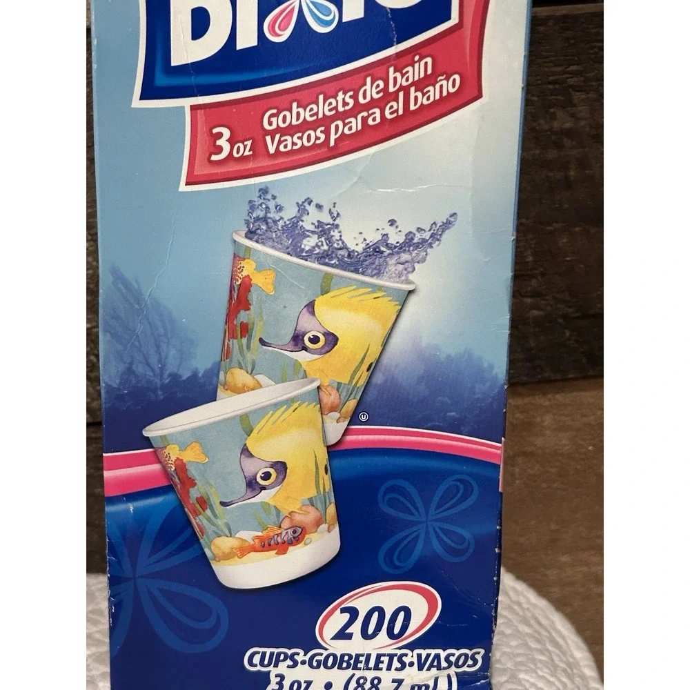 VTG Dixie Discontinued Ocean Fish 3oz Bath‎ Cup Refill Open Box 90 Cups & Holder